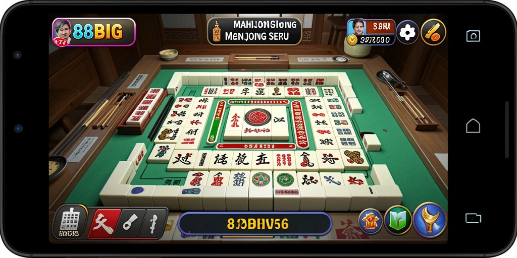 Screenshot menunjukkan aksi seru dalam permainan Mahjong.