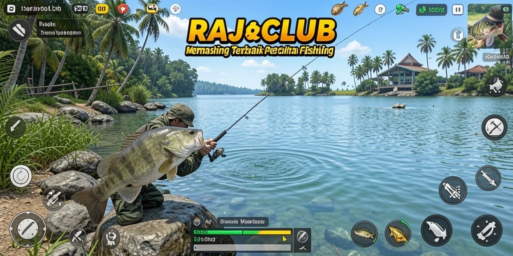 Screenshot gameplay RAJACLUB menampilkan suasana memancing yang seru dan menantang.